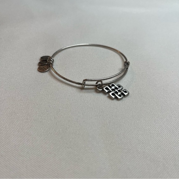 Alex And Ani Endless Knot Charm Antique Silver Finish Bangle Bracelet One Size - Picture 5 of 16